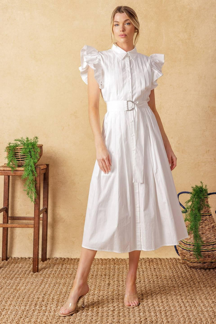 Glimpse in Time Woven Midi Dress from KADOU Boutique