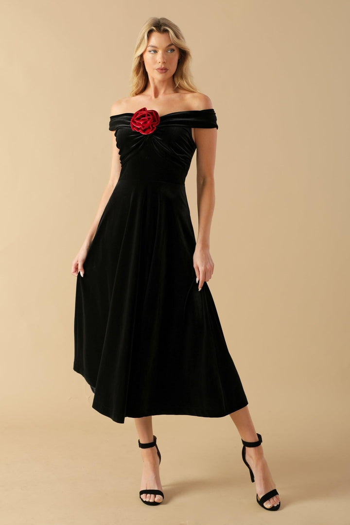 Be There for You Velvet Midi Dress from KADOU Boutique