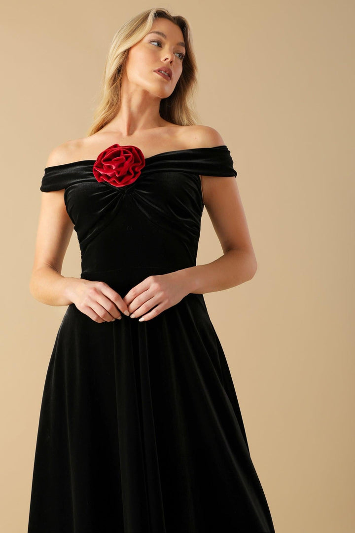 Be There for You Velvet Midi Dress from KADOU Boutique