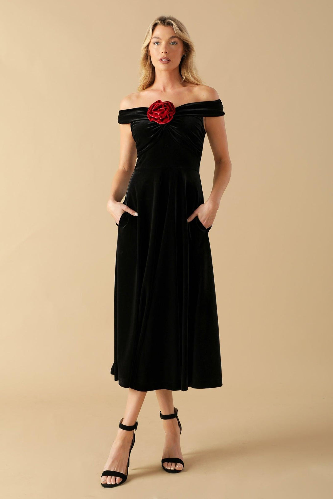 Be There for You Velvet Midi Dress from KADOU Boutique