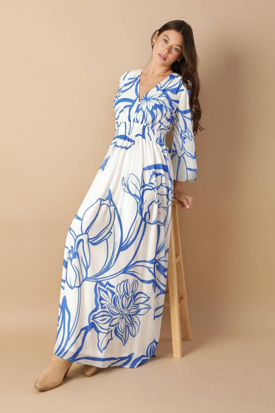 Dancing Dewdrops Woven Maxi Dress from KADOU Boutique