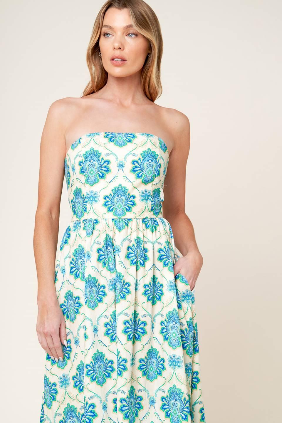 Thriving Poise Woven Midi Dress from KADOU Boutique