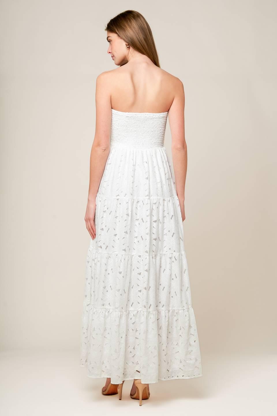 Wishing Well White Woven Lace Maxi Dress from KADOU Boutique