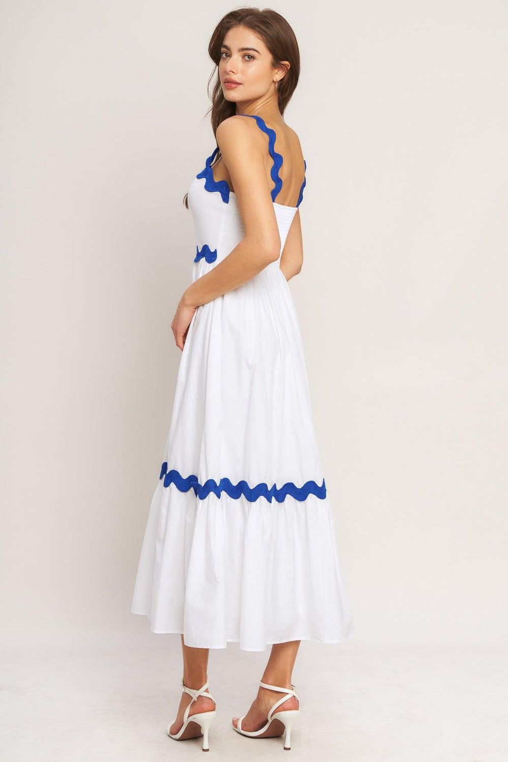 Santorini Waves Woven Midi Dress from KADOU Boutique