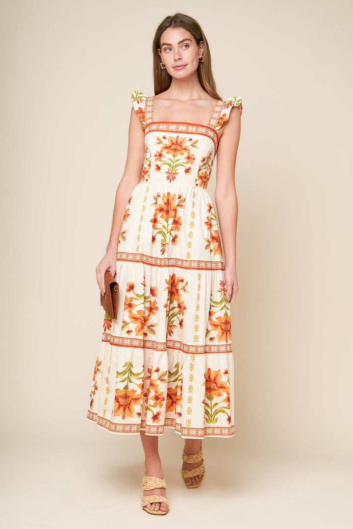 Loveliest Muse Ivory Woven Midi Dress from KADOU Boutique