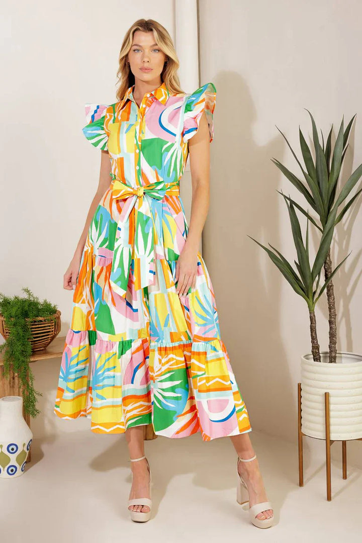 TOO MUCH TO BEAR WOVEN MIDI DRESS
