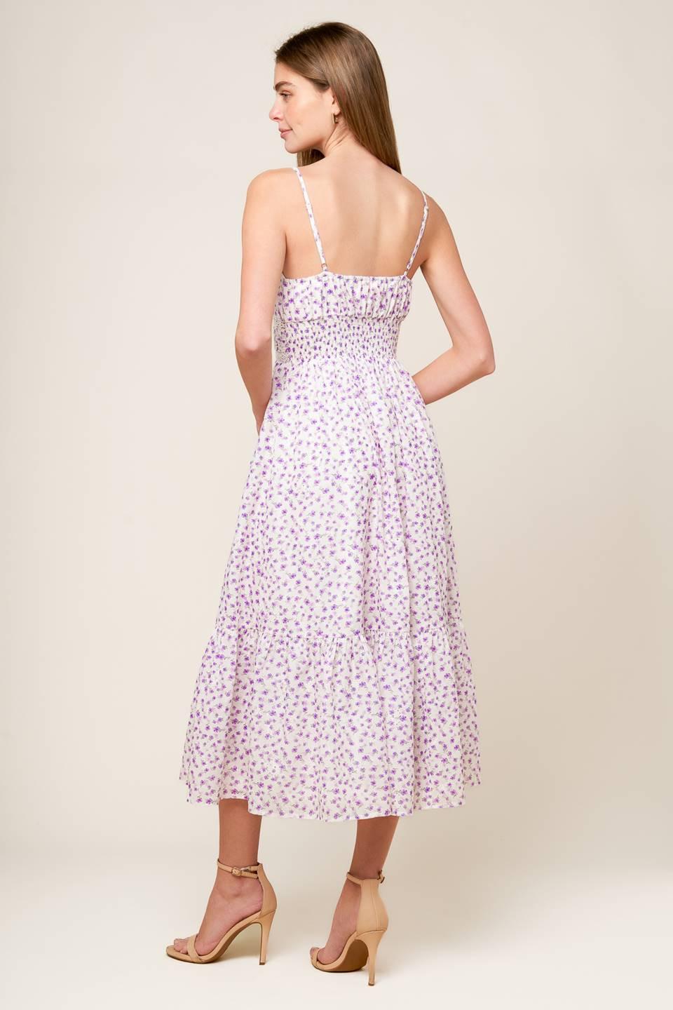 Daylight Glimmer Lavender Woven Midi Dress from KADOU Boutique
