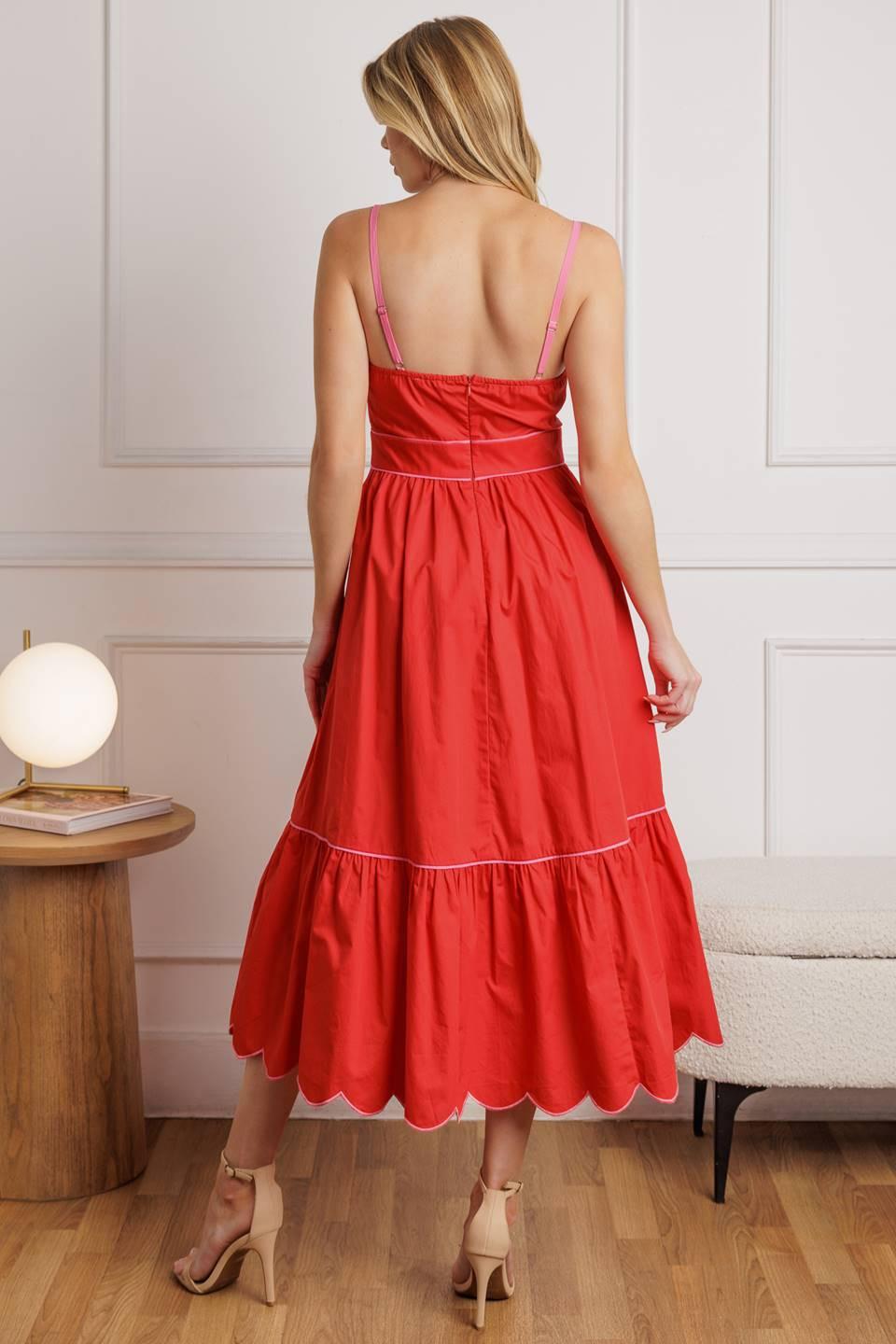 Rustic Dream Red Woven Midi Dress from KADOU Boutique