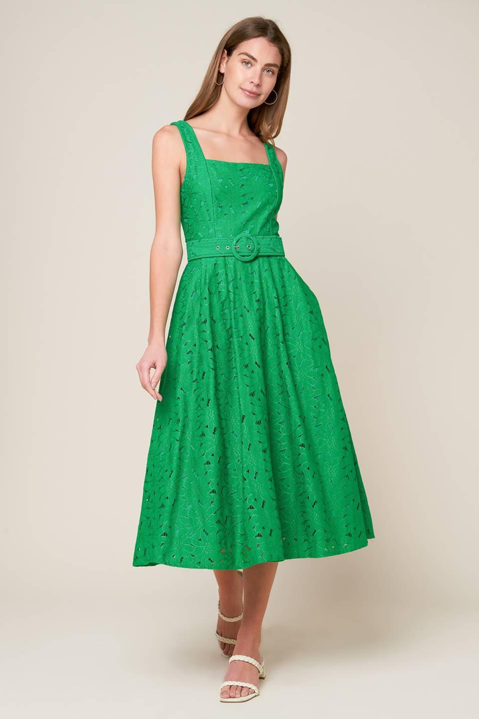Daffodils & Daydreams Woven Lace Midi Dress from KADOU Boutique