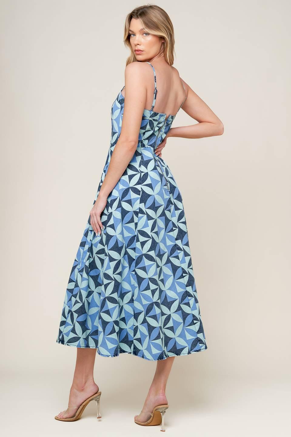Gwenny Blue Denim Midi Dress from KADOU Boutique