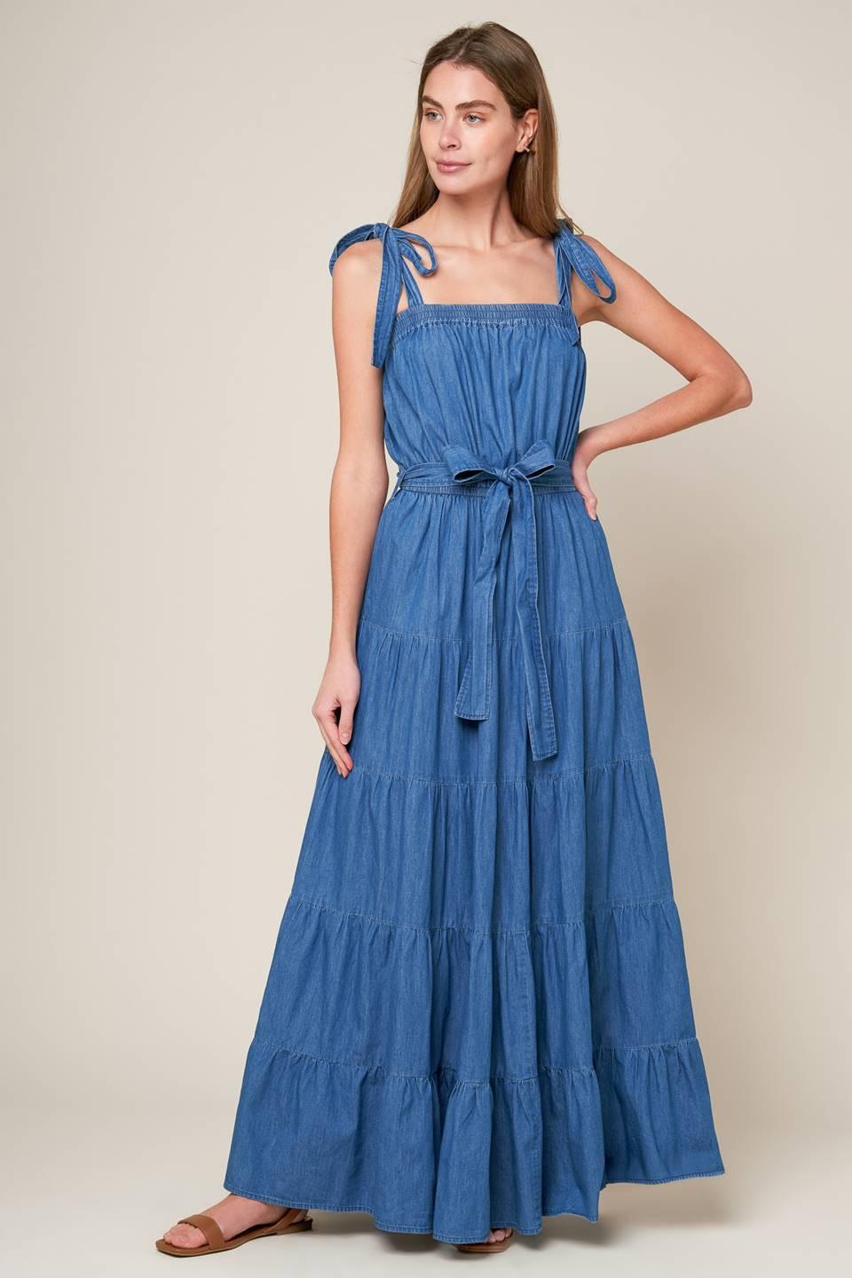 Prettiest Behavior Chambray Maxi Dress from KADOU Boutique