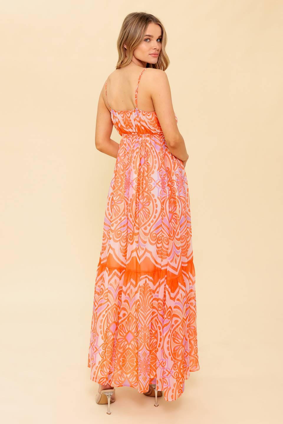 Romance Language Coral Woven Maxi Dress from KADOU Boutique