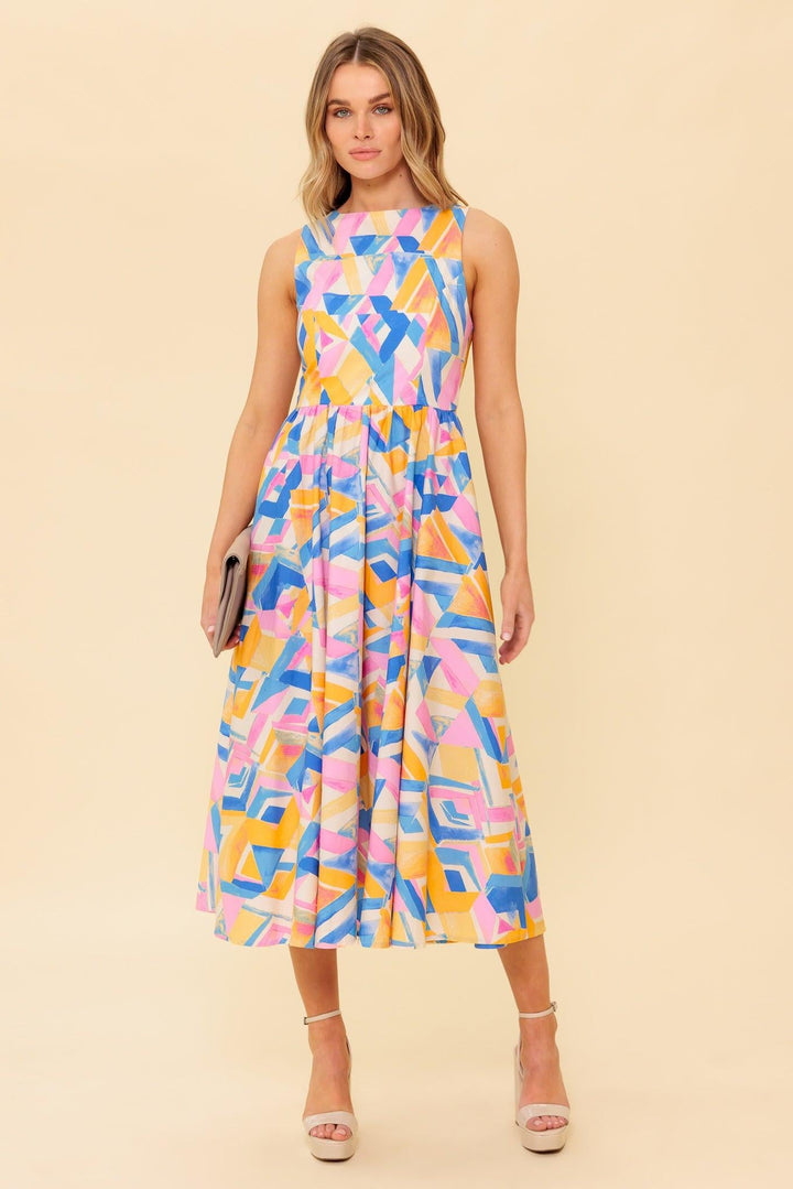 PATTON PARK BLUE WOVEN MIDI DRESS