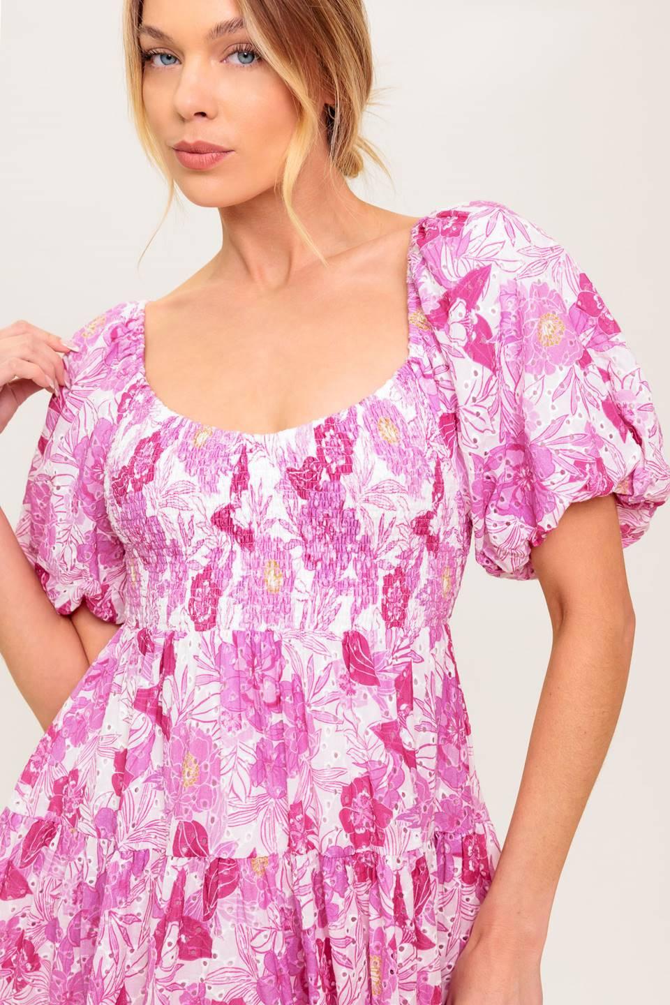 Meadow Rhythm Woven Eyelet Mini Dress from KADOU Boutique