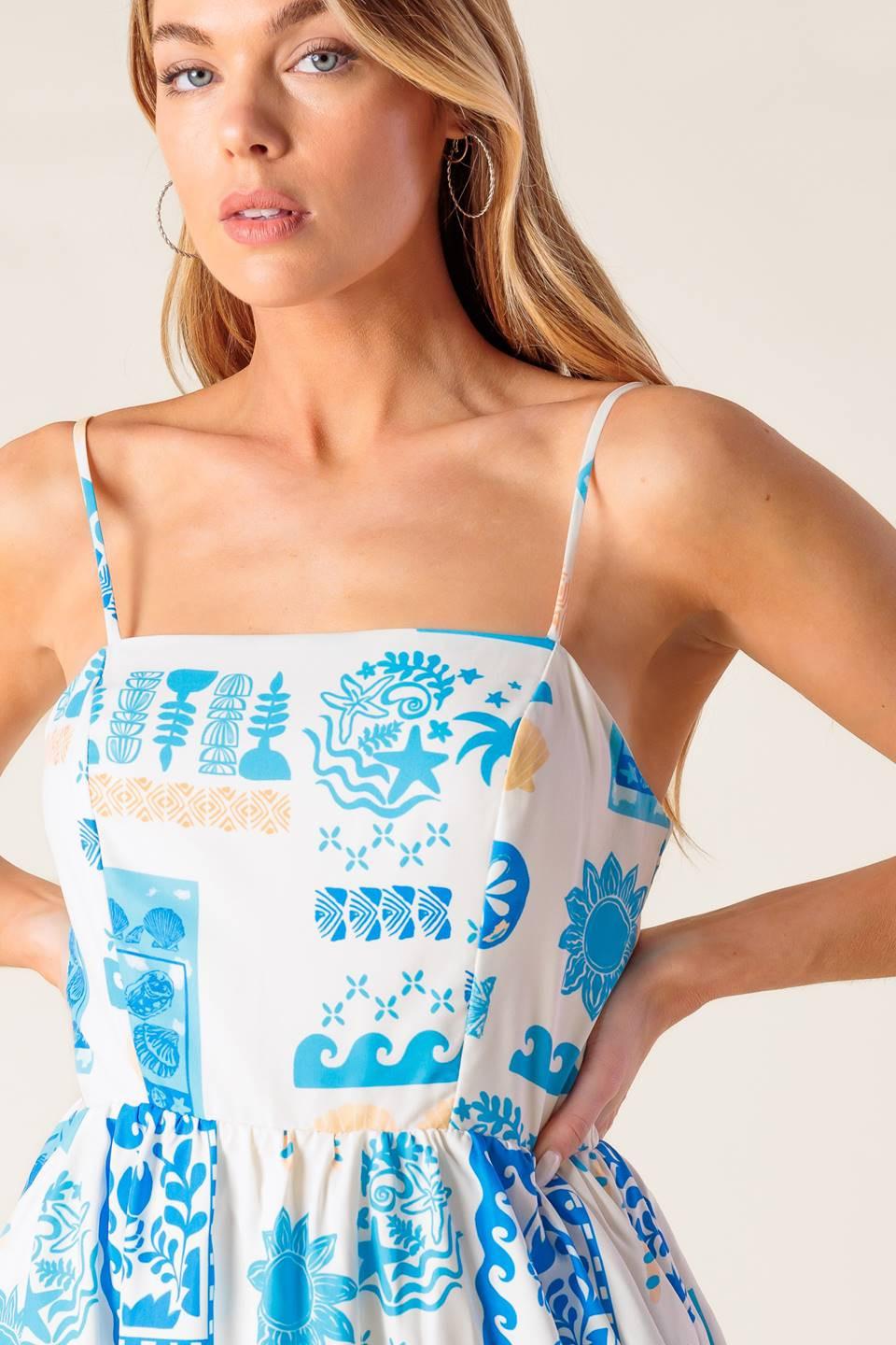 Flower Girl Blue Woven Midi Dress from KADOU Boutique