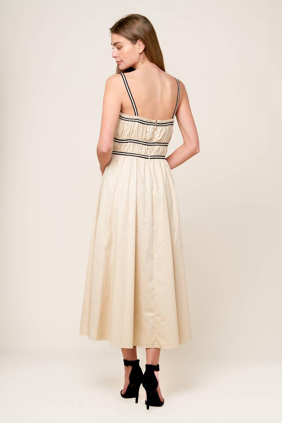 Terrific Timing Cream Woven Midi Dress from KADOU Boutique