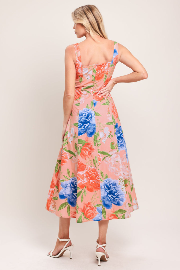 PEACH PETAL WOVEN MIDI DRESS