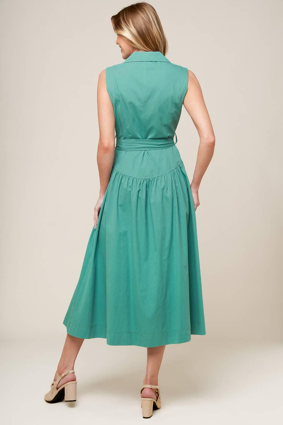 Wishing Well Teal Green Woven Midi Dress from KADOU Boutique