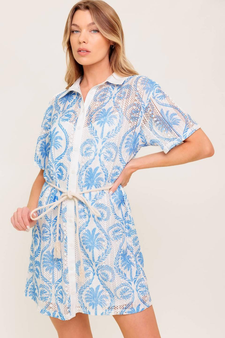 Gentle Spirit Woven Lace Mini Dress from KADOU Boutique