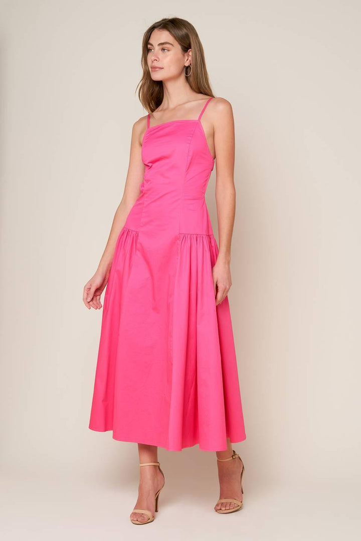 SLEEK ESSENCE WOVEN MIDI DRESS