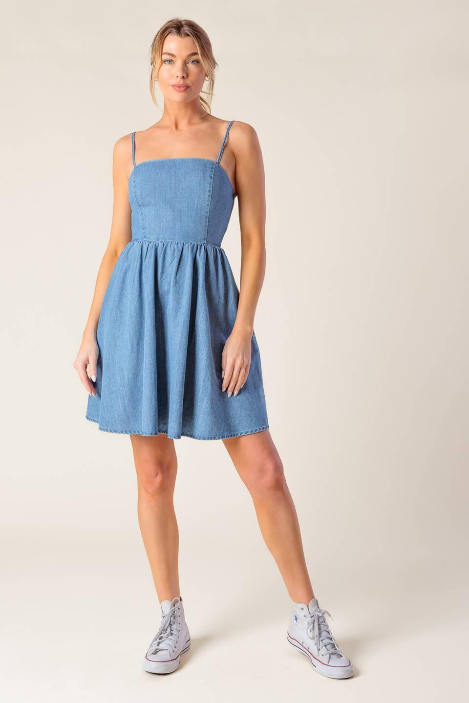 Back in Love Denim Mini Dress from KADOU Boutique