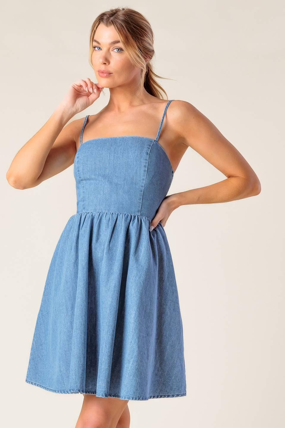 Back in Love Denim Mini Dress from KADOU Boutique