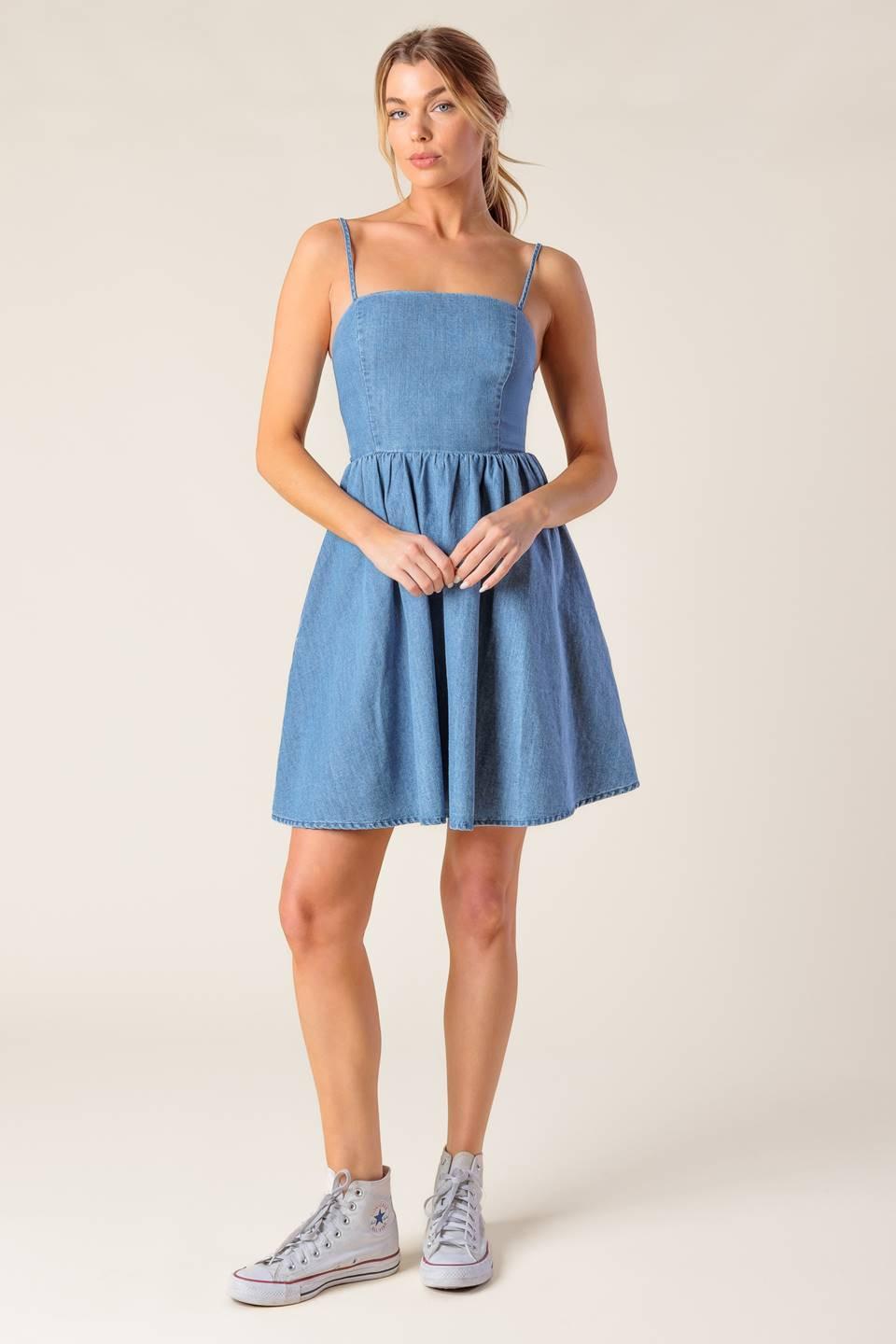 Back in Love Denim Mini Dress from KADOU Boutique