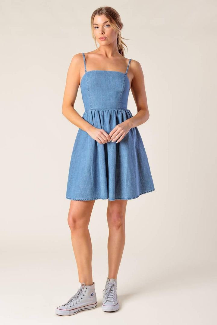 Back in Love Denim Mini Dress from KADOU Boutique