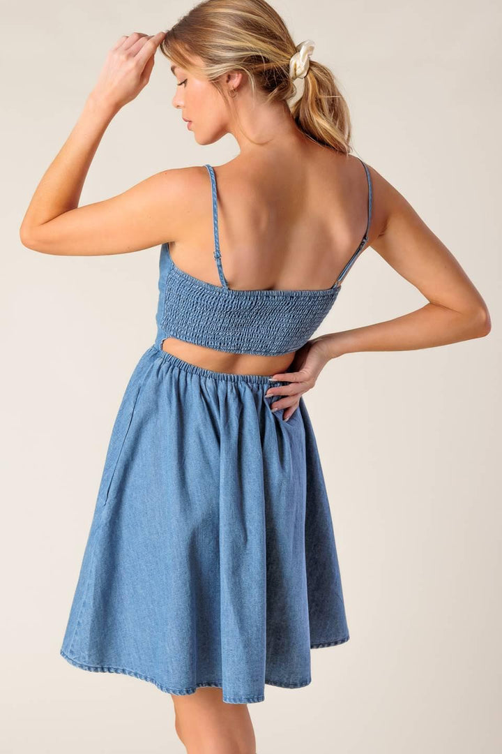 Back in Love Denim Mini Dress from KADOU Boutique