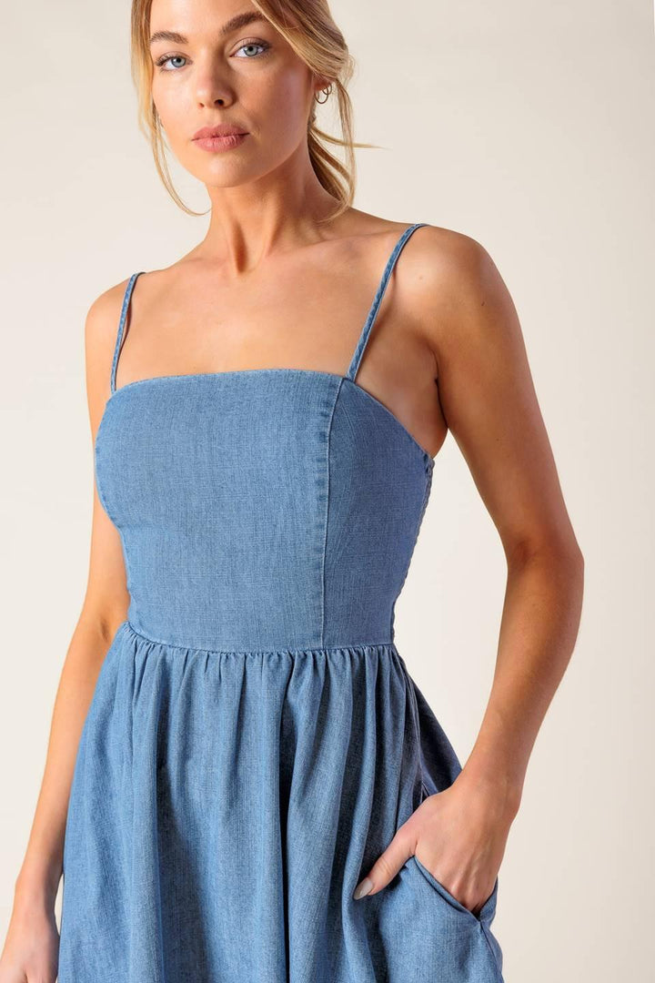 Back in Love Denim Mini Dress from KADOU Boutique