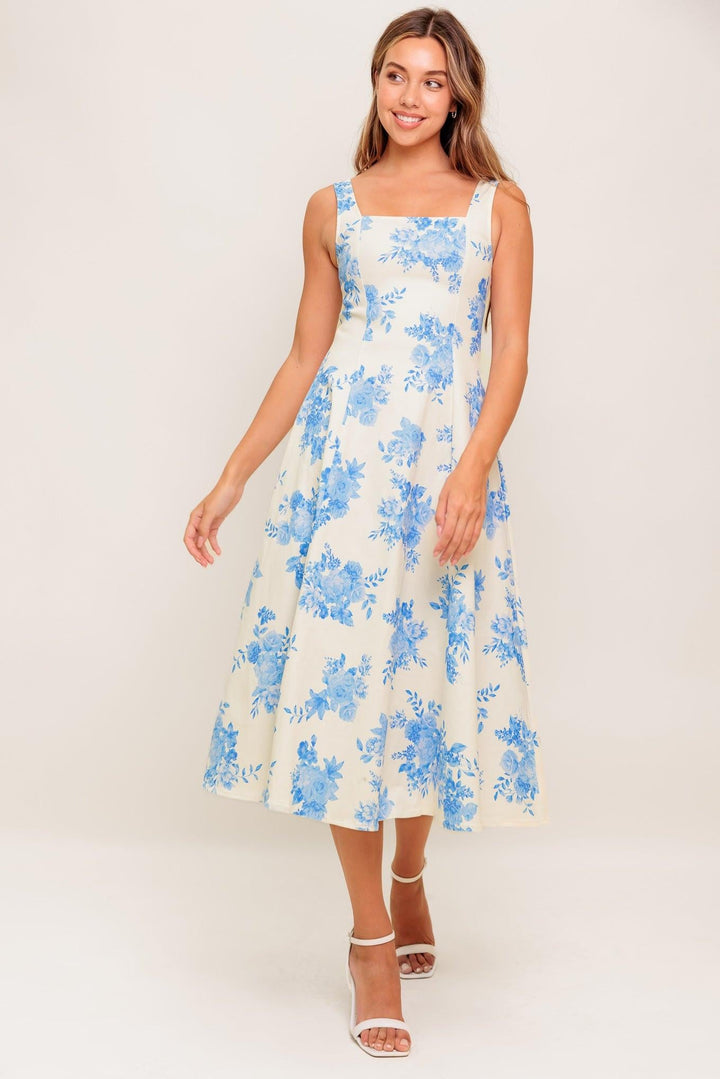 Bluebell Breeze Woven Midi Dress from KADOU Boutique
