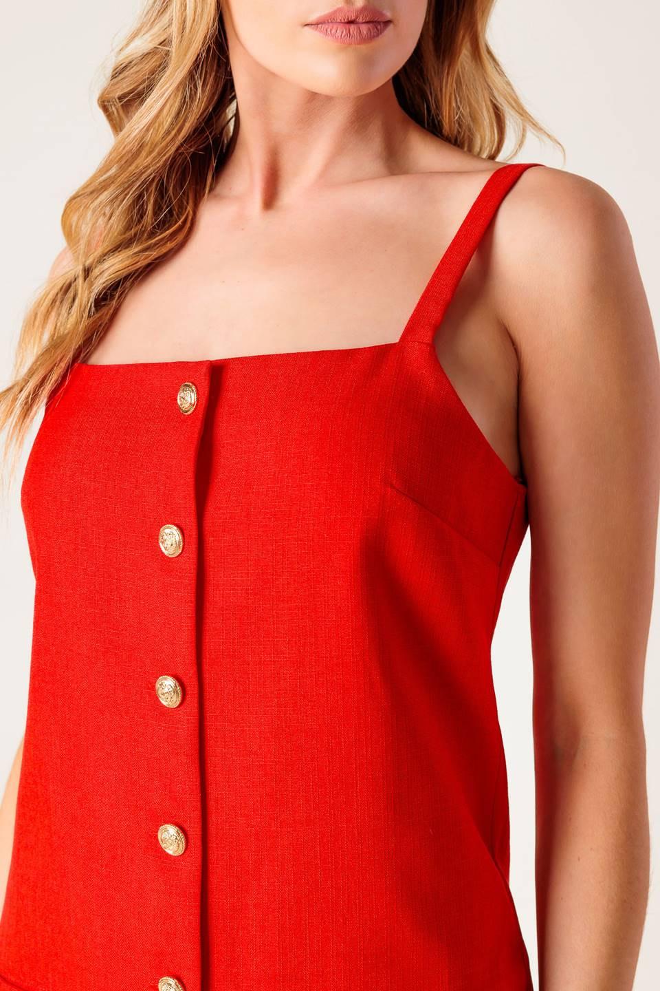 Chasing Joy Red Woven Mini Dress from KADOU Boutique