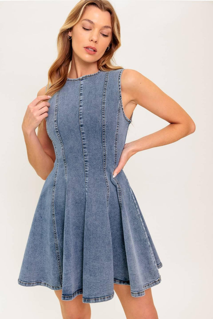 Caught in a Moment Denim Mini Dress from KADOU Boutique