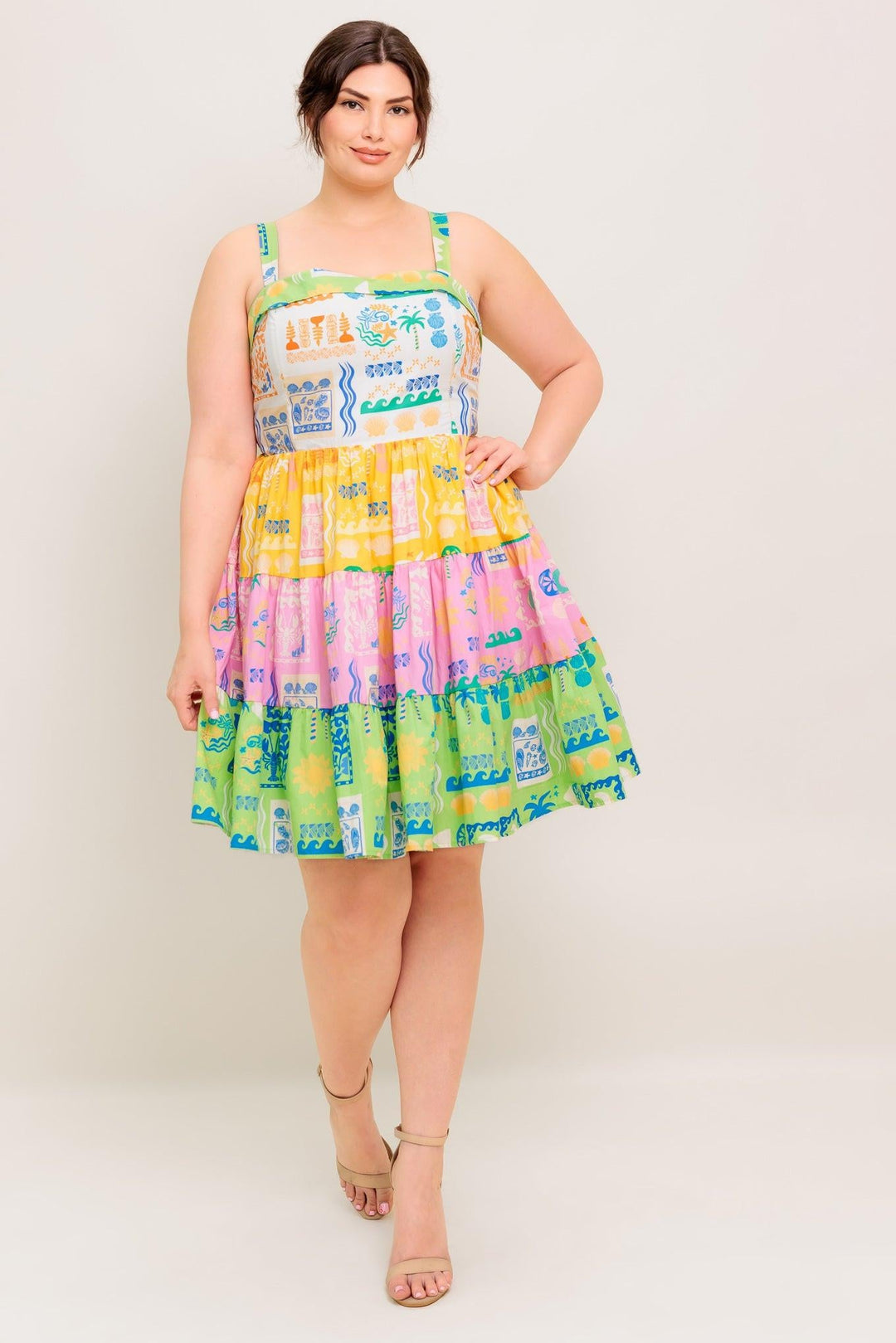 OUT OF OFFICE GREEN WOVEN MINI DRESS
