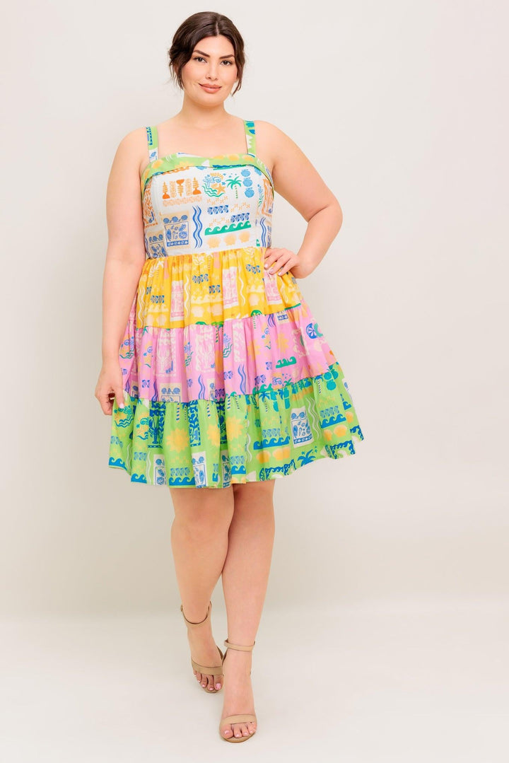 OUT OF OFFICE GREEN WOVEN MINI DRESS