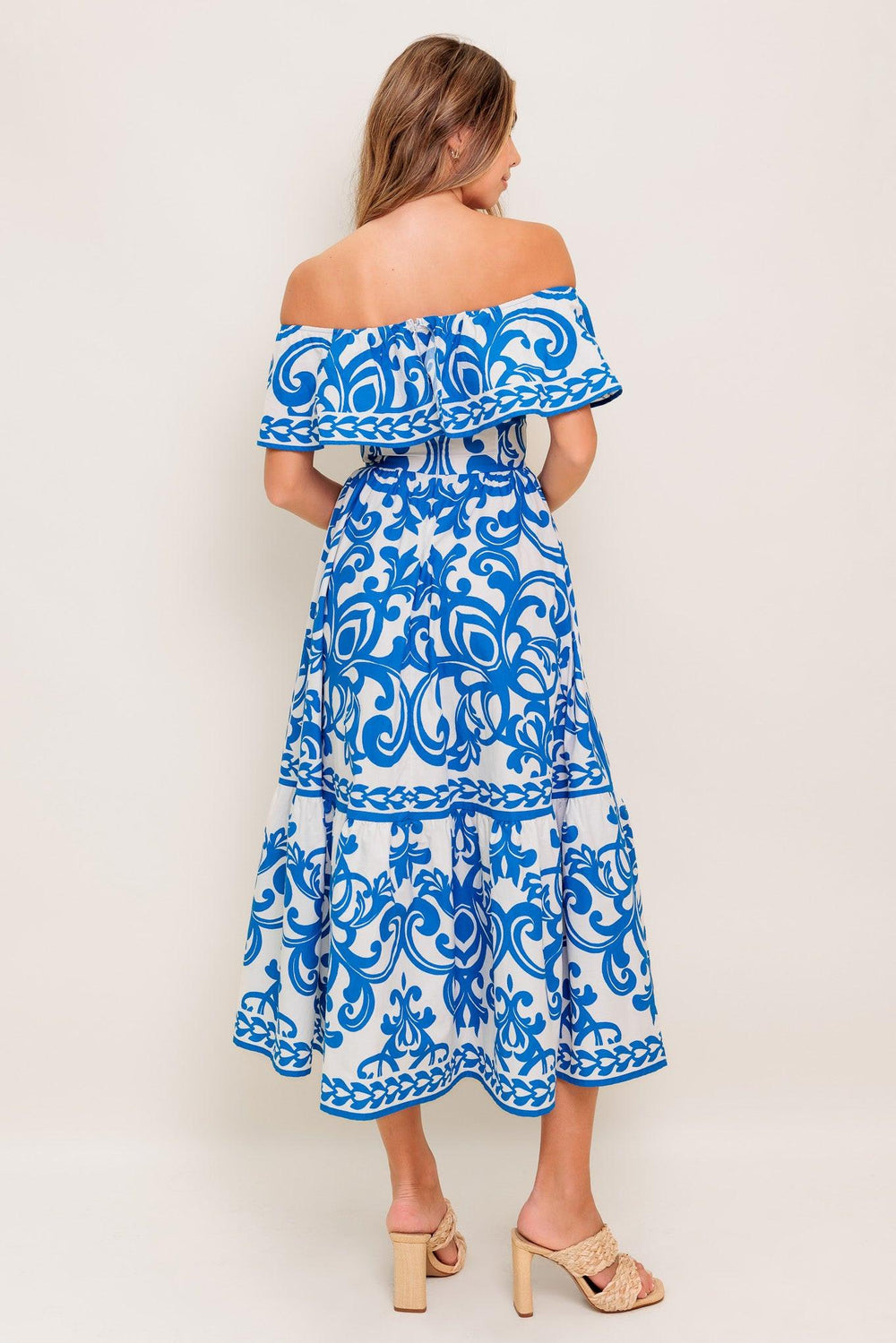Bloom Serenade Blue Woven Midi Dress from KADOU Boutique