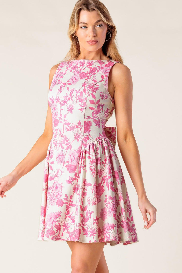 ADVENTURE ISLAND PINK WOVEN MINI DRESS