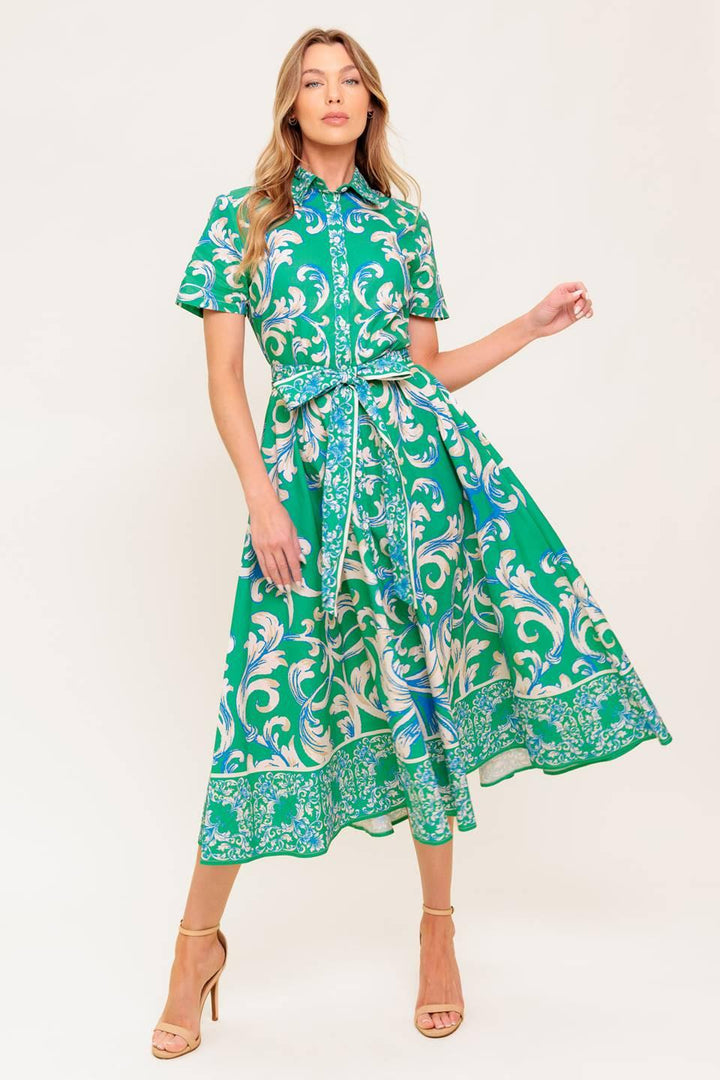 SUMMER BOUQUET WOVEN MIDI DRESS