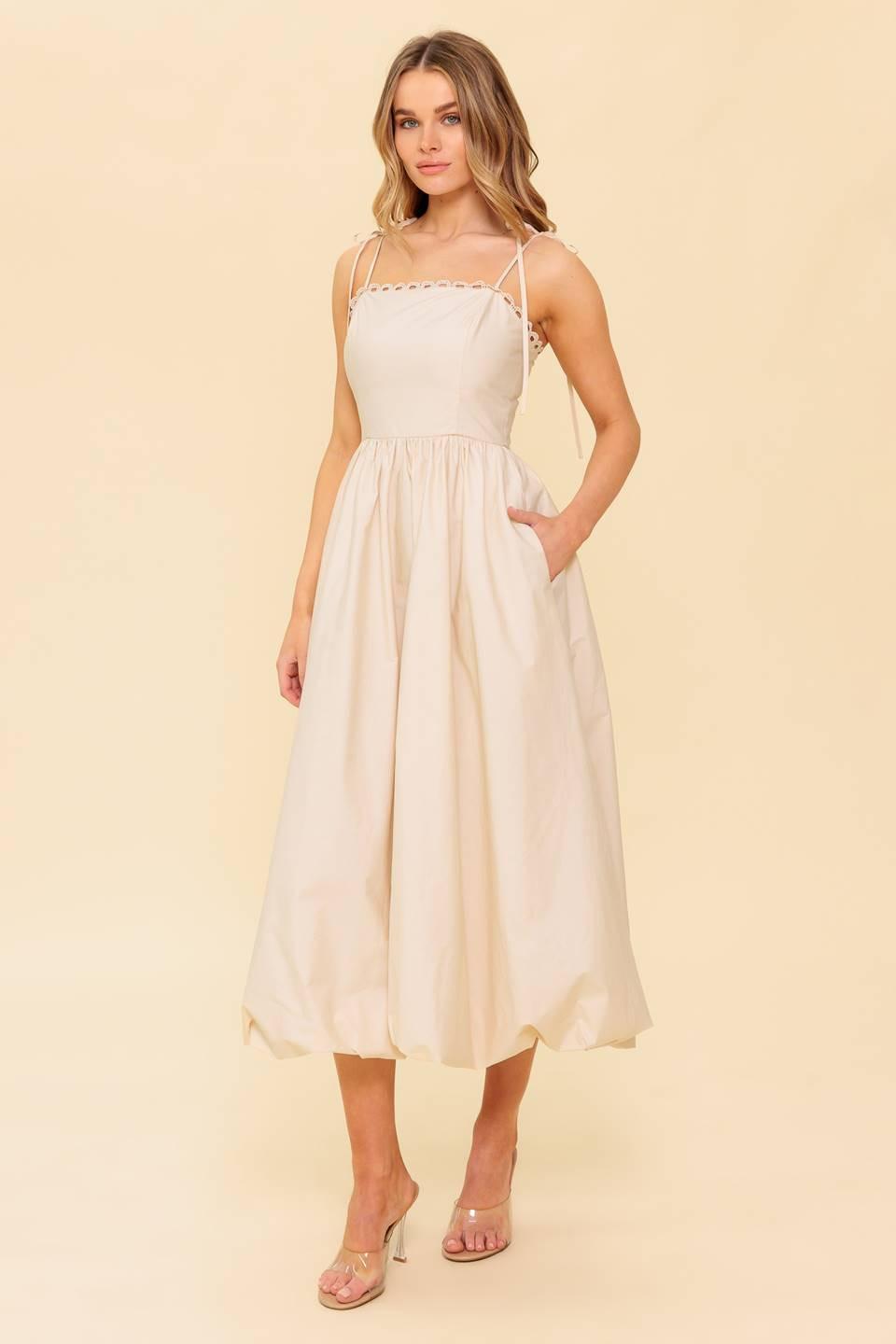 cream midi dress formal REGAL CUTIE WOVEN l FLYING TOMATO CREAM / S Womens Plus Size White Dress azazie Color:SPICE Midi length Sizing meta-related-collection-evening-dresses
