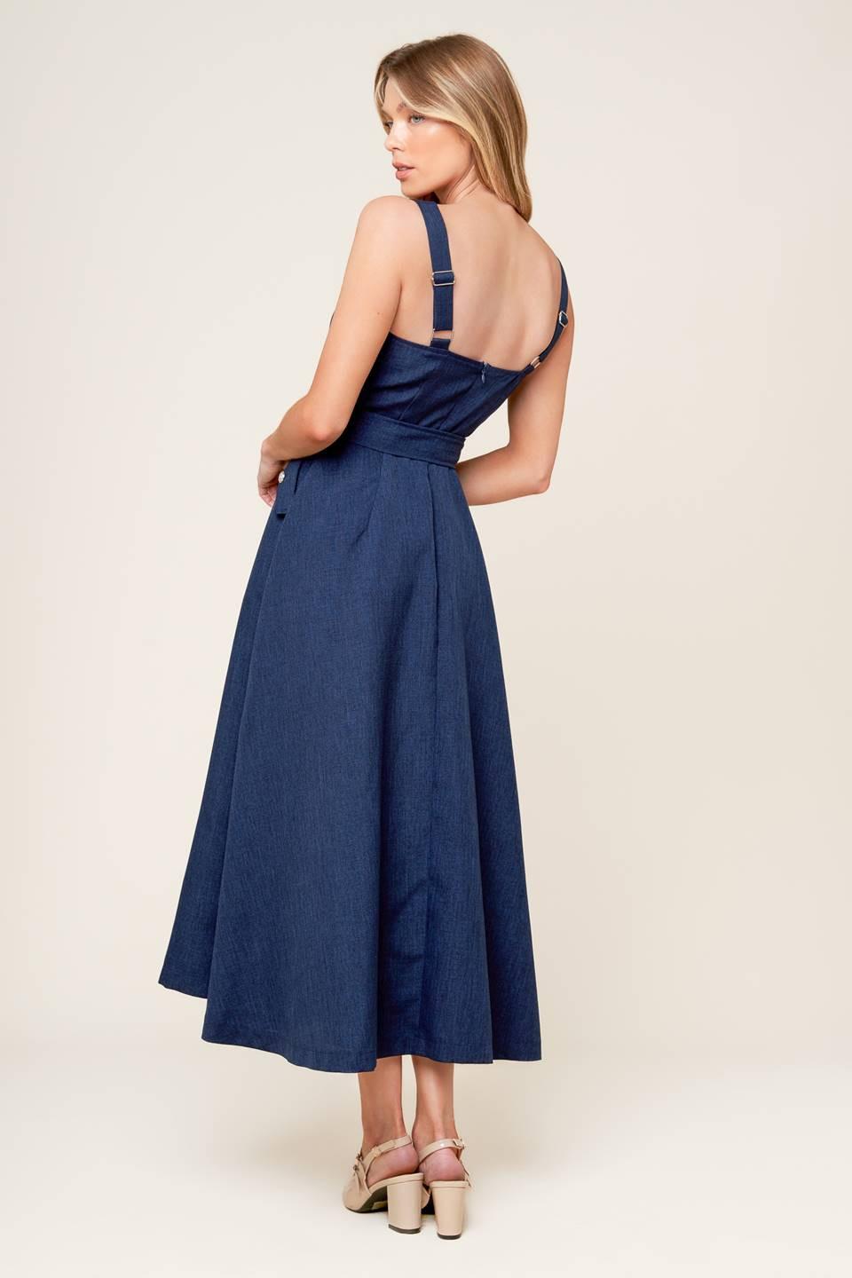 Rauland Navy Woven Midi Dress from KADOU Boutique