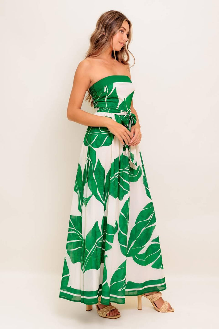PURE MOMENT GREEN WOVEN ANKLE DRESS