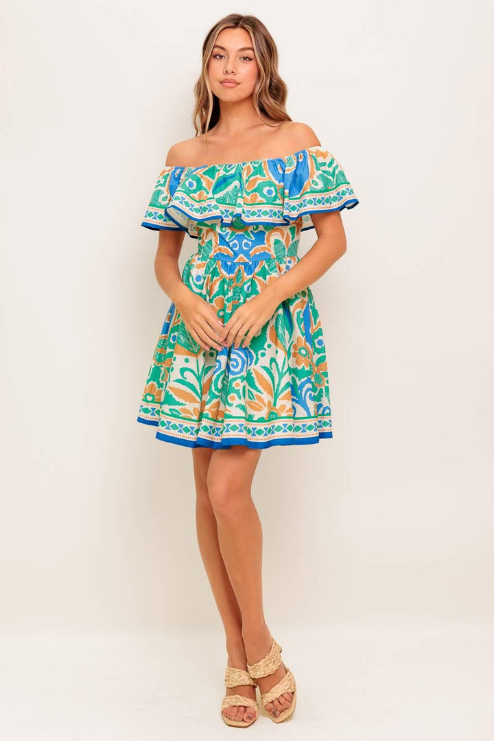 Coastal Love Sage Blue Woven Mini Dress from KADOU Boutique