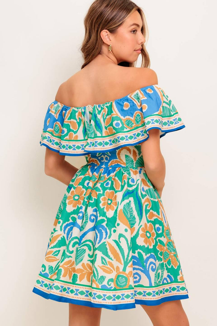 Coastal Love Sage Blue Woven Mini Dress from KADOU Boutique
