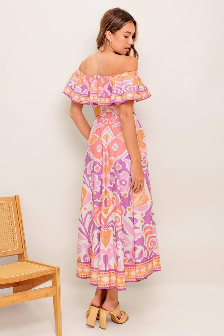 Cabana Dream Lavender Woven Midi Dress from KADOU Boutique