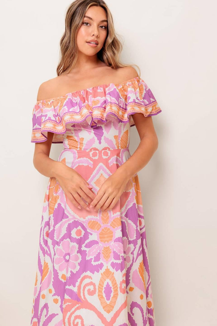 Cabana Dream Lavender Woven Midi Dress from KADOU Boutique