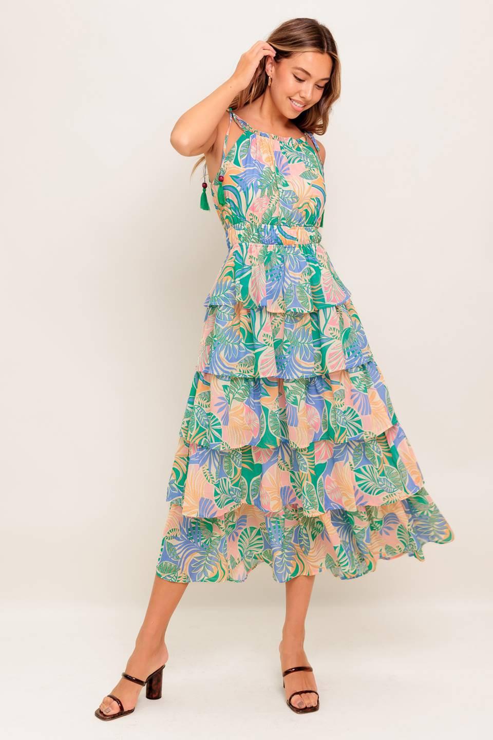 Cabana Dreams Woven Midi Dress from KADOU Boutique