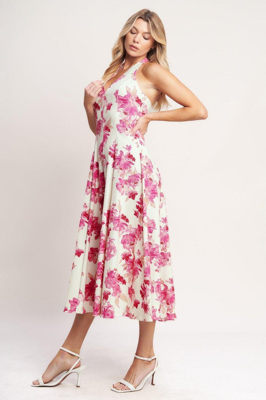 Rosy Afternoon woven midi dress from KADOU Boutique