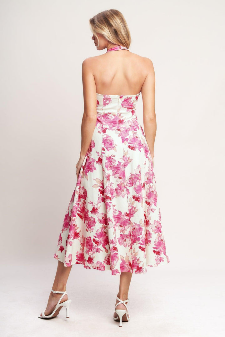 Rosy Afternoon woven midi dress from KADOU Boutique