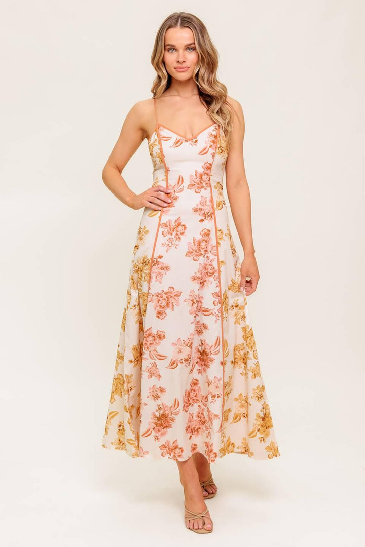SANDSTONE PETAL WOVEN MIDI DRESS