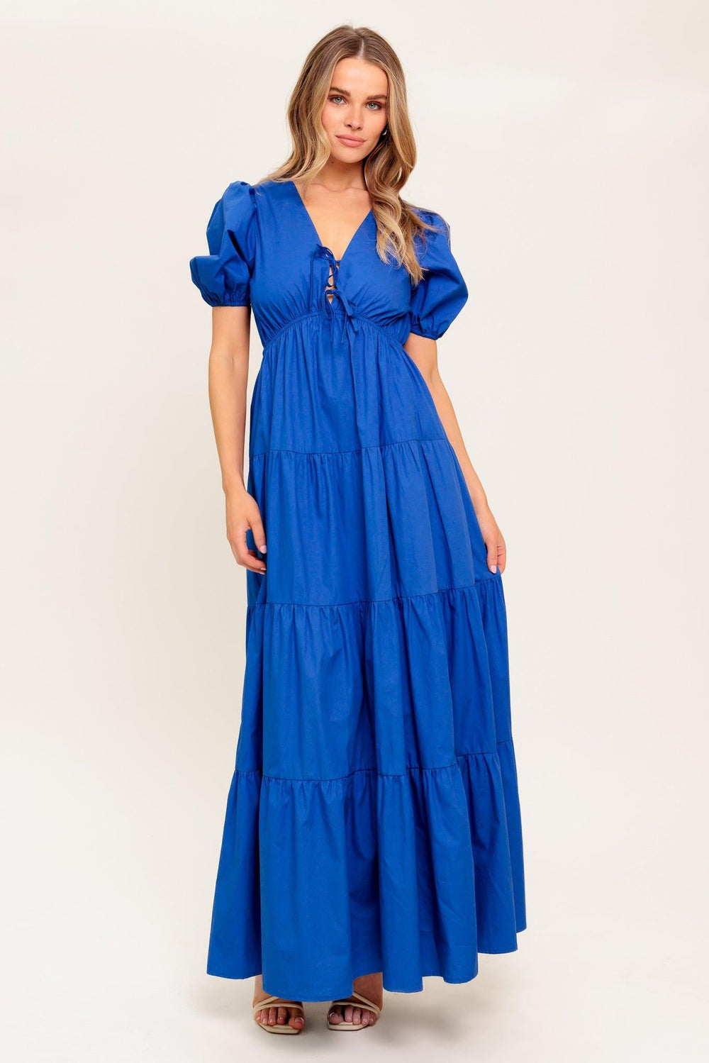 Summer Glow Royal Blue Woven Maxi Dress from KADOU Boutique